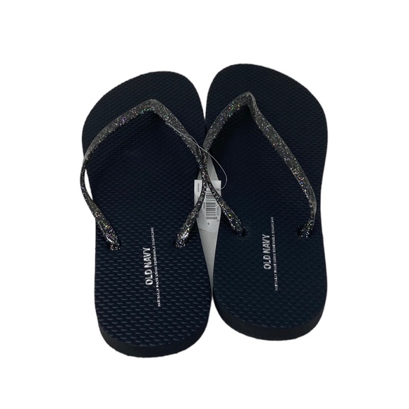 Old Navy Flip Flop Black Glitter Summer Sandals for Women 737433-10-1 - Picture 3 of 7